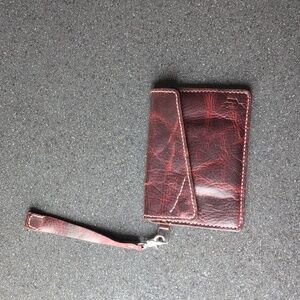 Elegant Brown Leather Wristlet